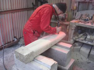 Fig 3 Ernie Hillson carving new cross-shaft