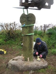 Fig 9 Sue Kelland securing cross in its base-stone