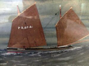Painting of PZ404 by James Guy of his boat the 'Pride of the Sea' nicknamed the Longnose