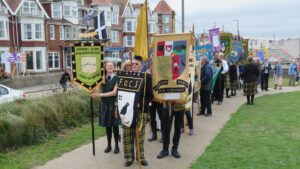 Federation Banner Bearers Line up for Parade Newquay 2018