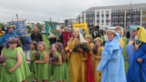 Old Cornwall Banner Bearers line up for Guard of Honour Before Bardic Celebration