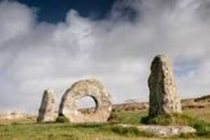 Men-an-Tol with its circular stone on the moors above Madron